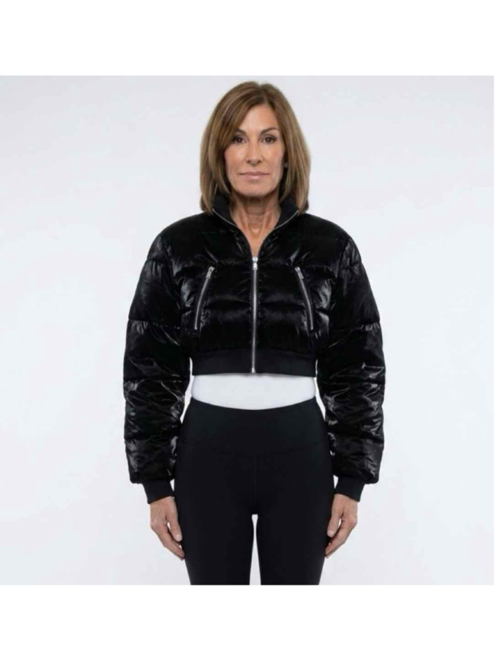 WeWoreWhat Black Cropped Puffer Jacket NWT Size L